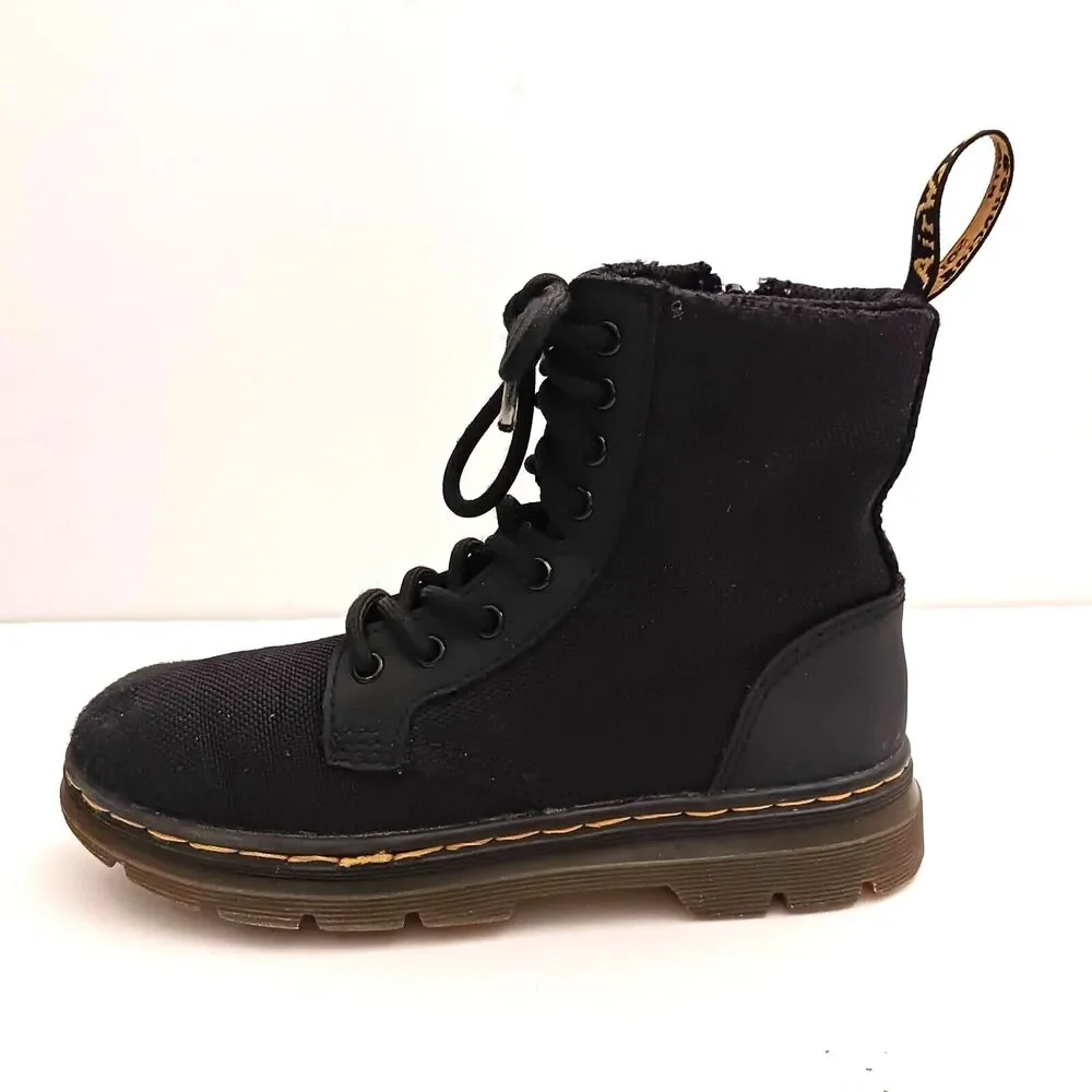 Dr Martens Combs Air Wair Combat Boot Blk Tough Poly Kids US 13 Lace Up Side Zip